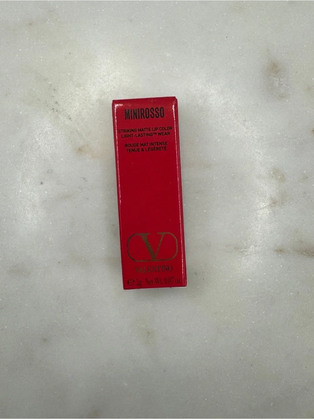 Valentino MiniRosso Matte Lipstick in Bright Red with Gold Logo